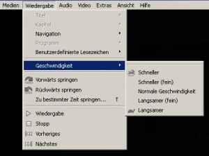 VLC > Wiedergabe > Geschwindigkeit